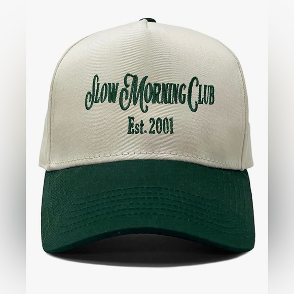 Green and Cream Slow Morning Club Cap - Picture 1 of 9